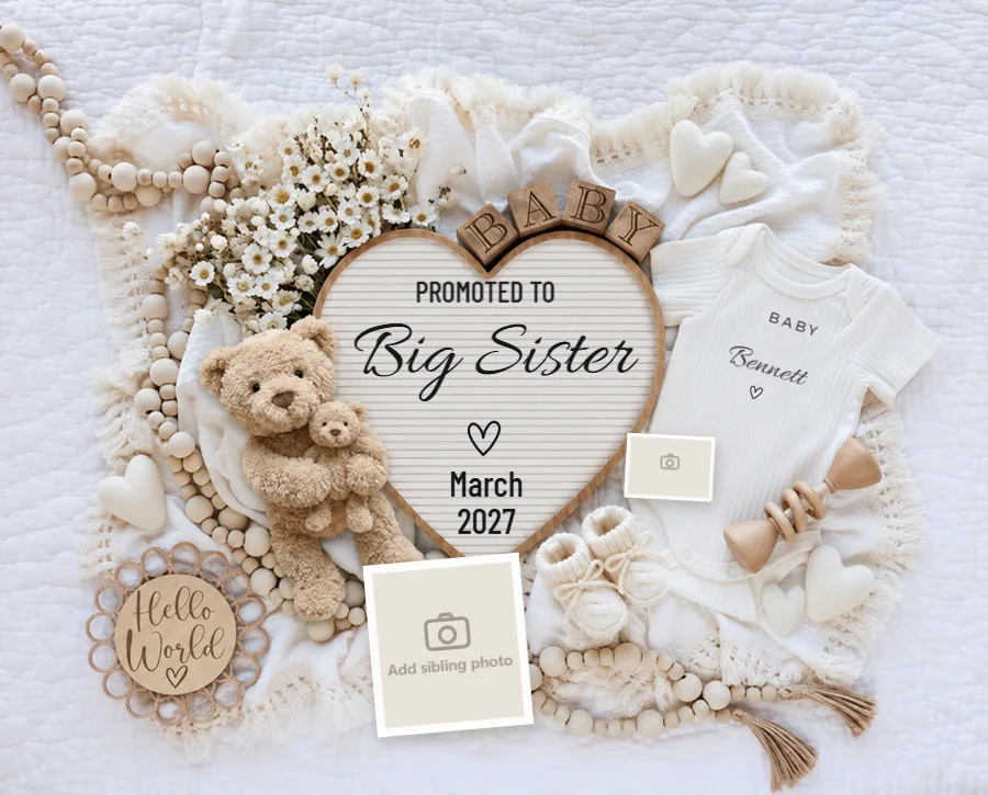 Promoted to big sister: printable design preview