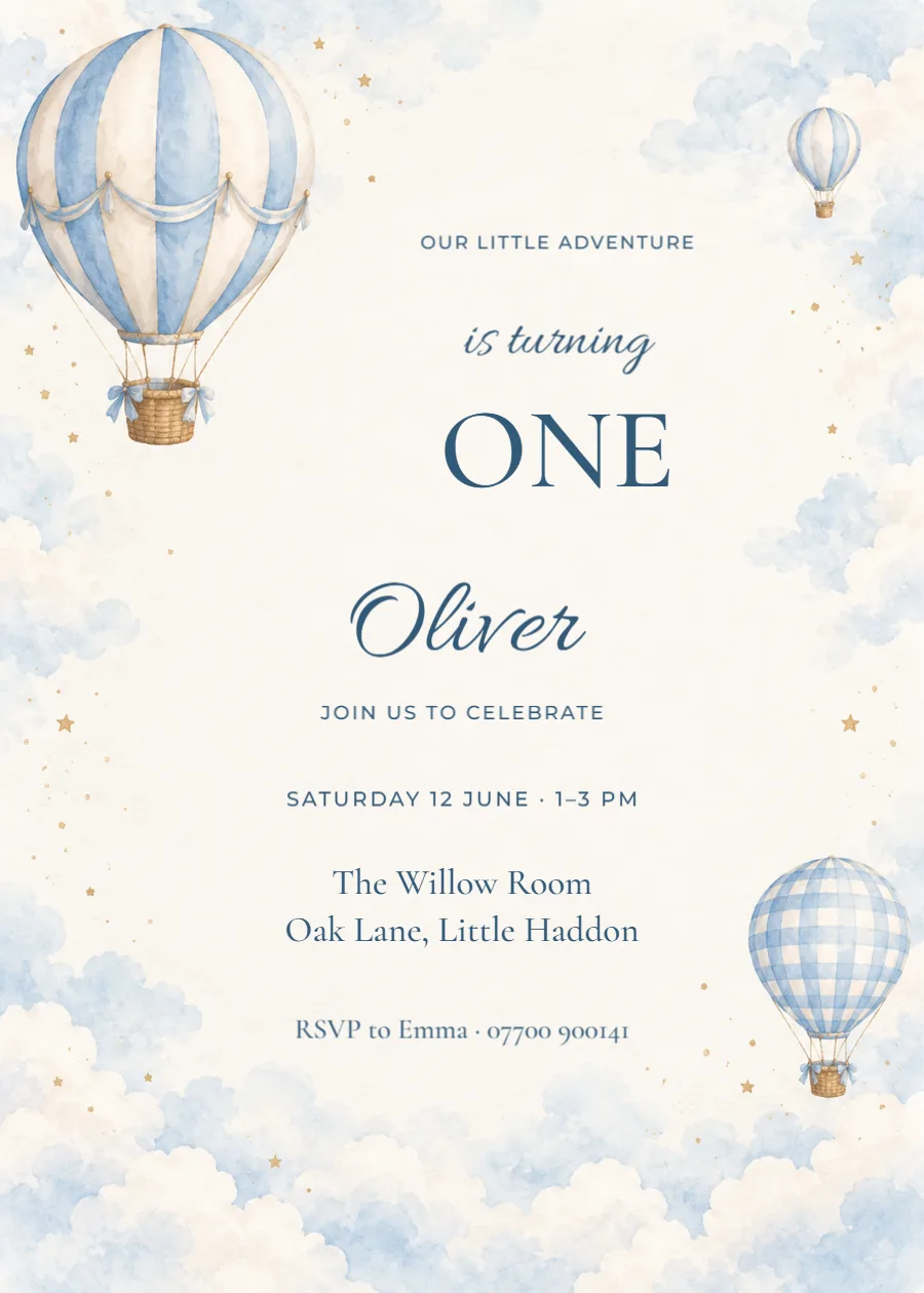 A sky full of wonder – first birthday: printable design preview