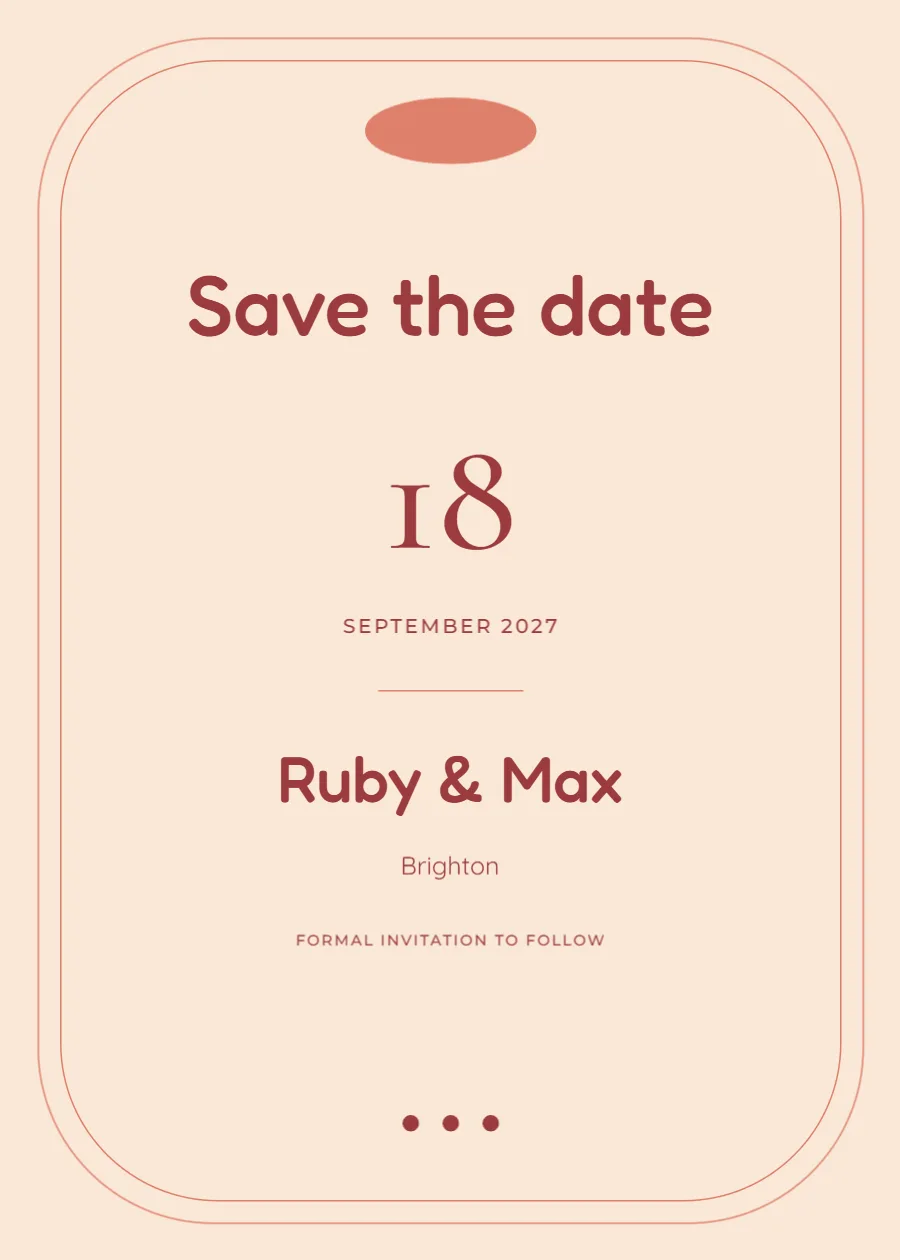 Coral retro – save the date: printable design preview