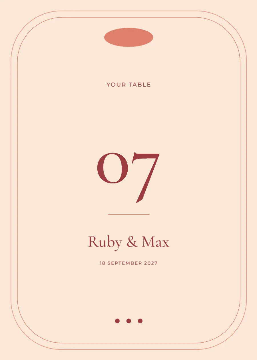 Coral retro – table number: printable design preview