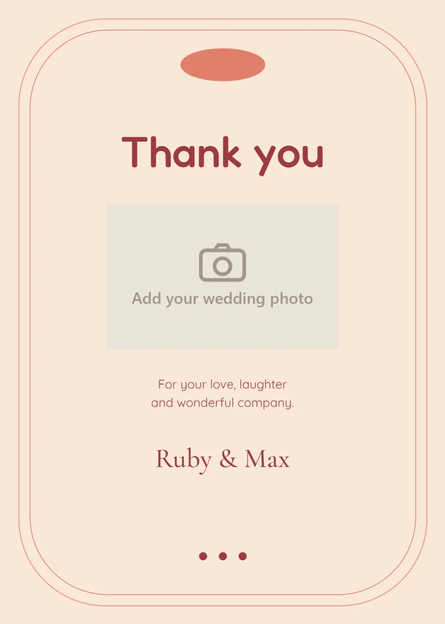 Coral retro – photo thank-you card: printable design preview