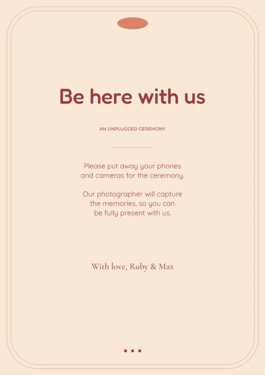 Coral retro – unplugged ceremony sign: printable design preview