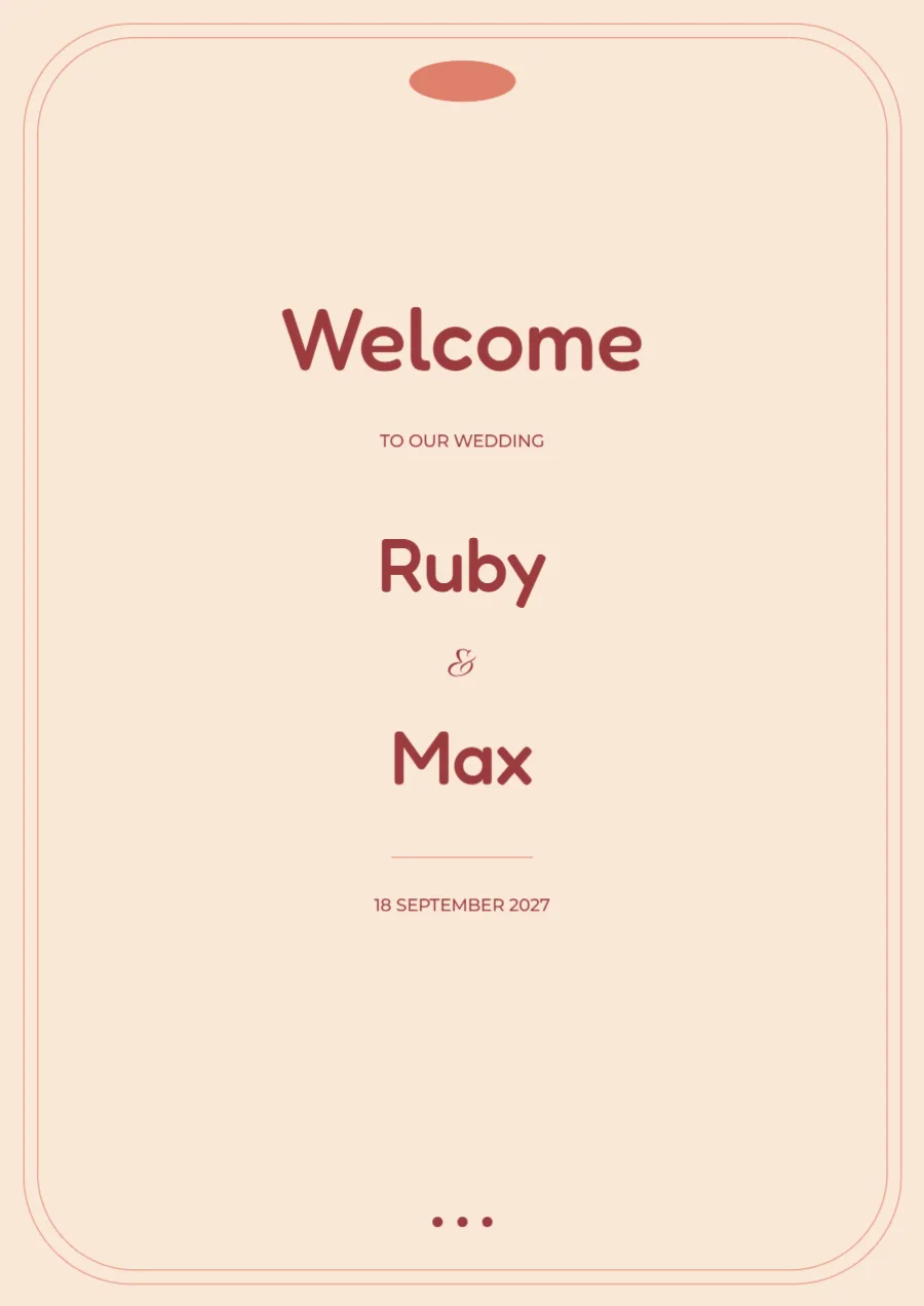 Coral retro – wedding welcome sign: printable design preview