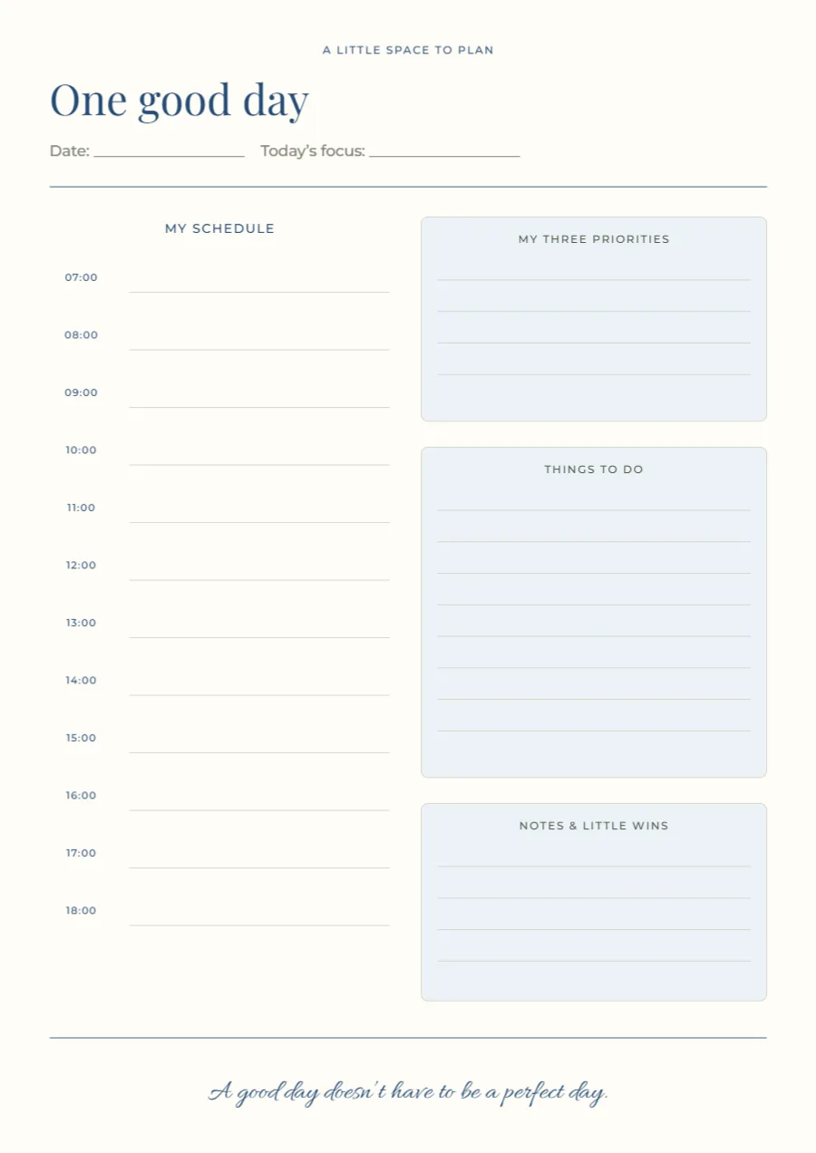 One good day – daily planner: printable design preview