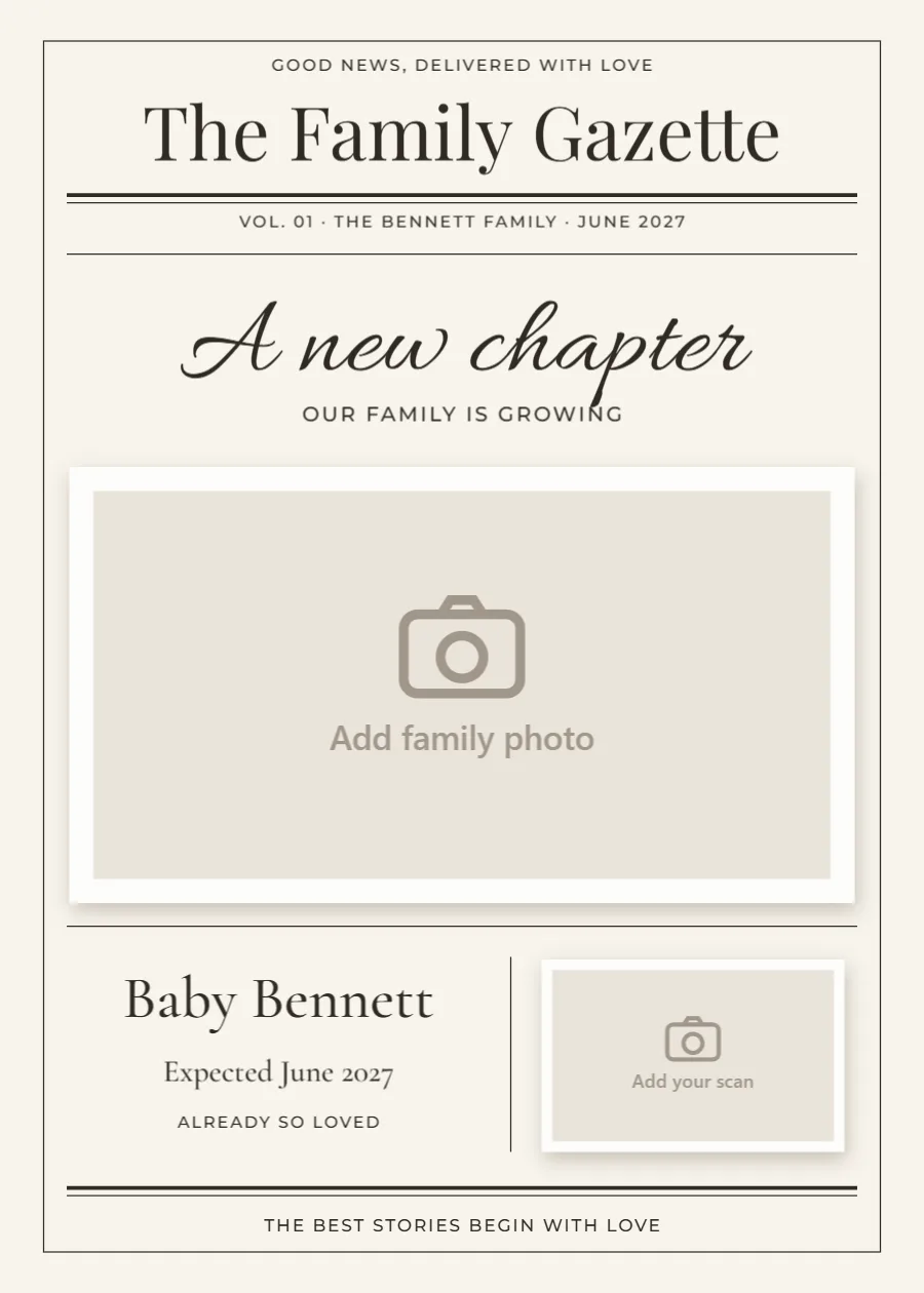 The Family Gazette – new chapter: printable design preview