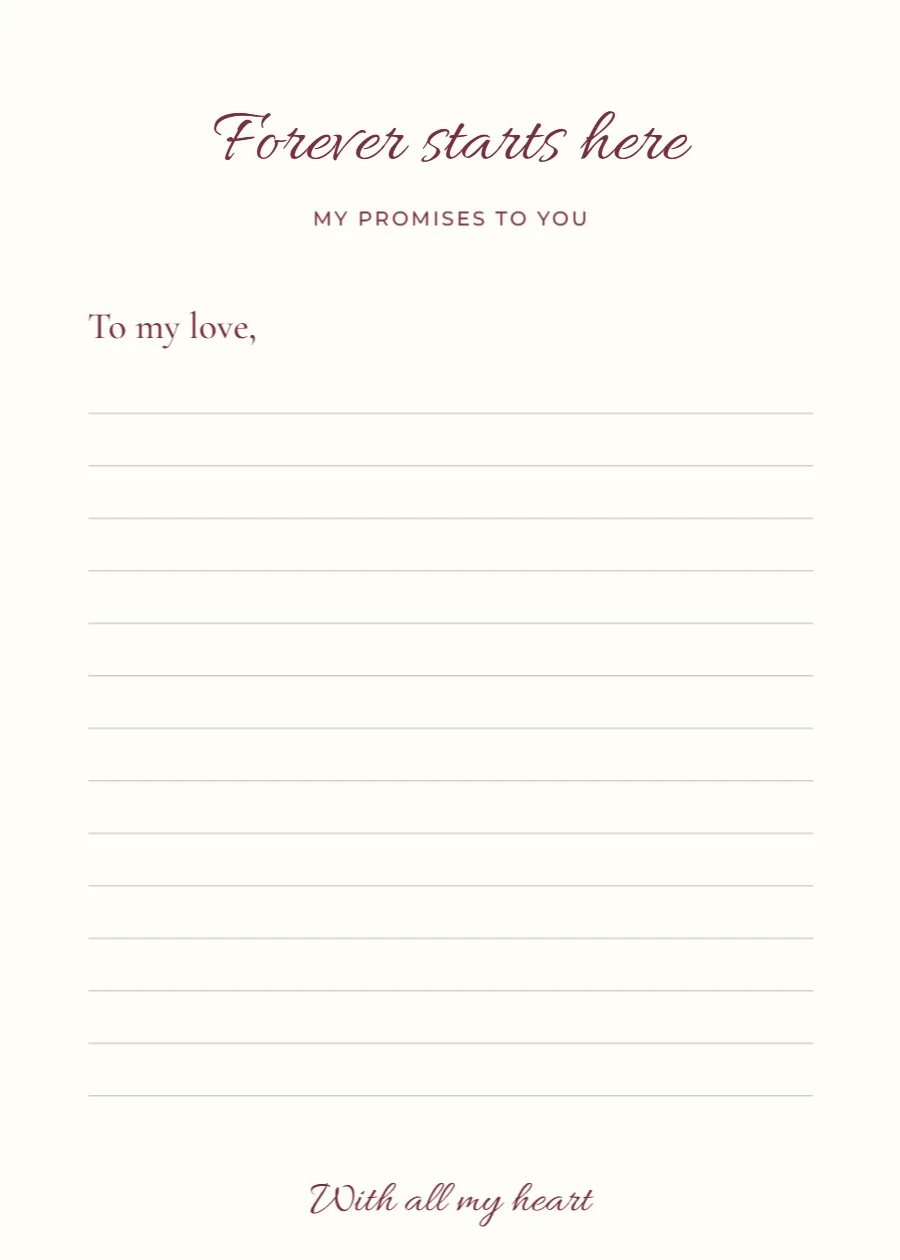Forever starts here – vow card: printable design preview
