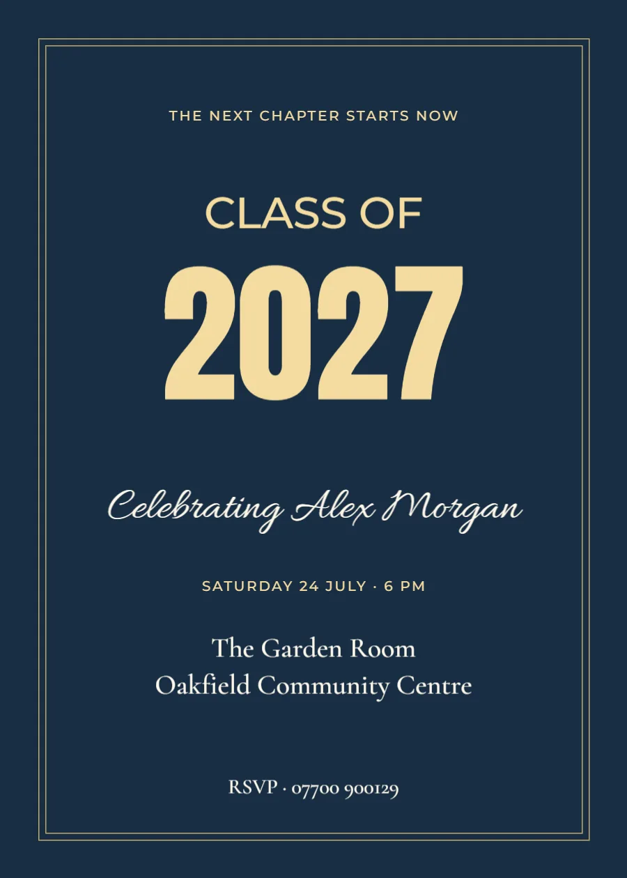 The next chapter – graduation party: printable design preview