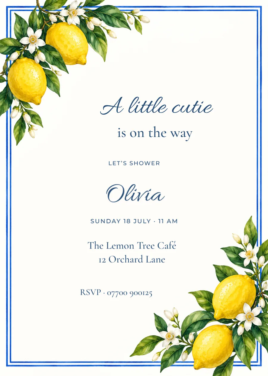 A little cutie – citrus baby shower: printable design preview