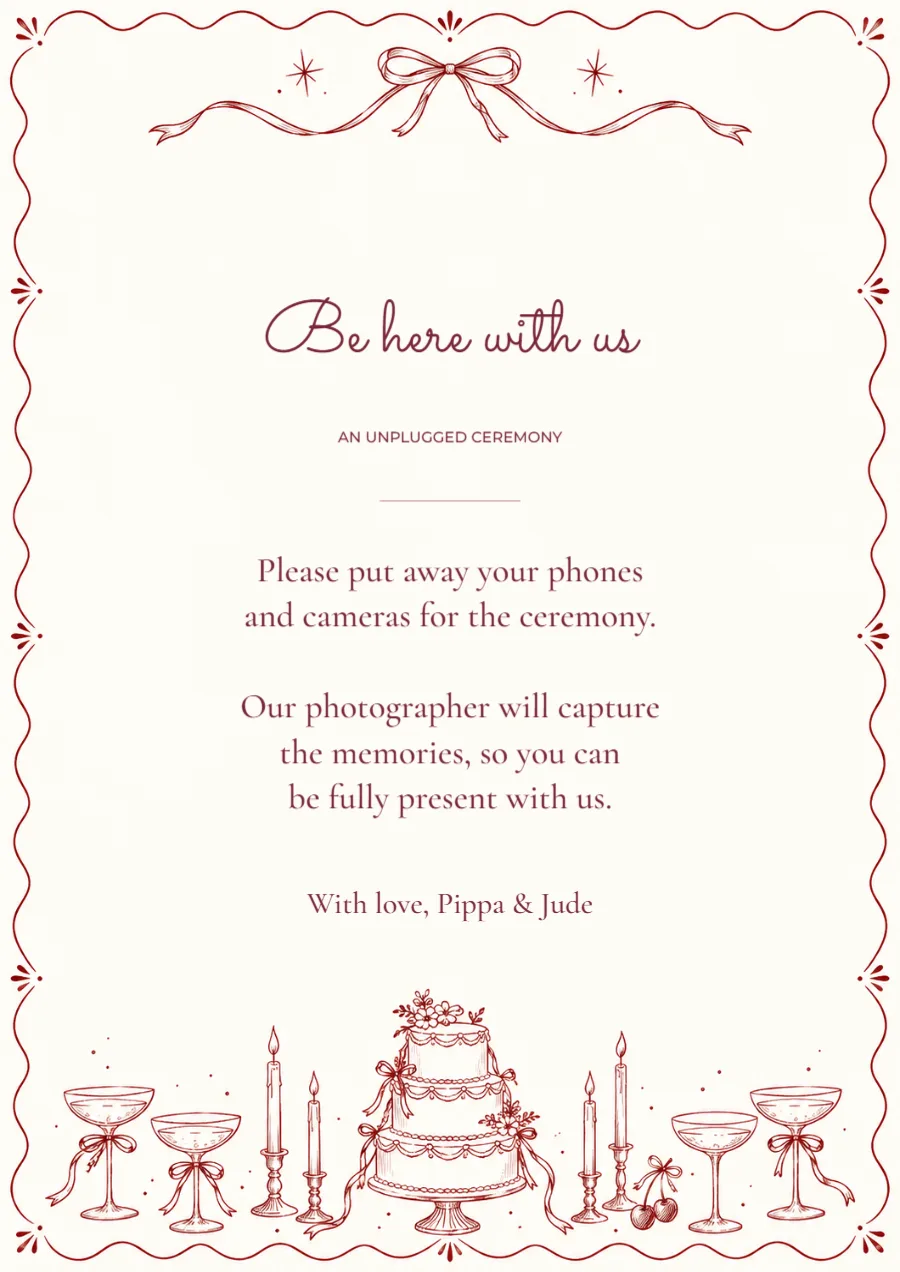 Merlot doodles – unplugged ceremony sign: printable design preview