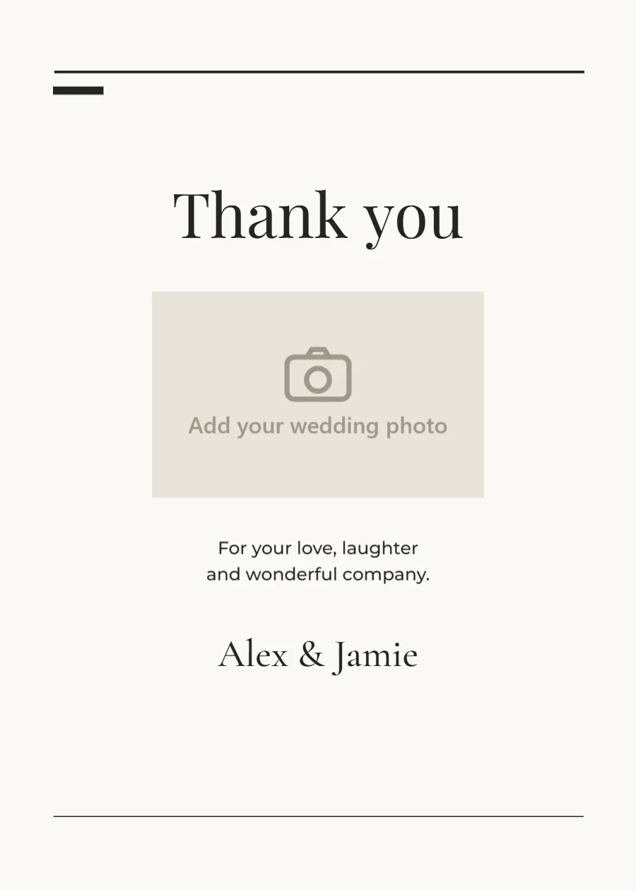 Modern editorial – photo thank-you card: printable design preview