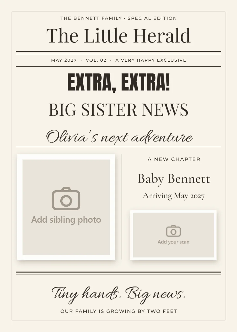 The Little Herald – sibling news: printable design preview