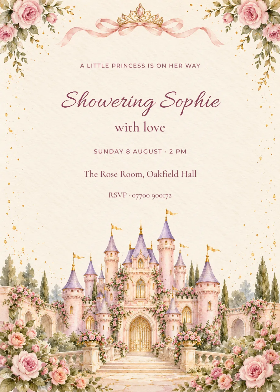 A little princess – baby shower: printable design preview