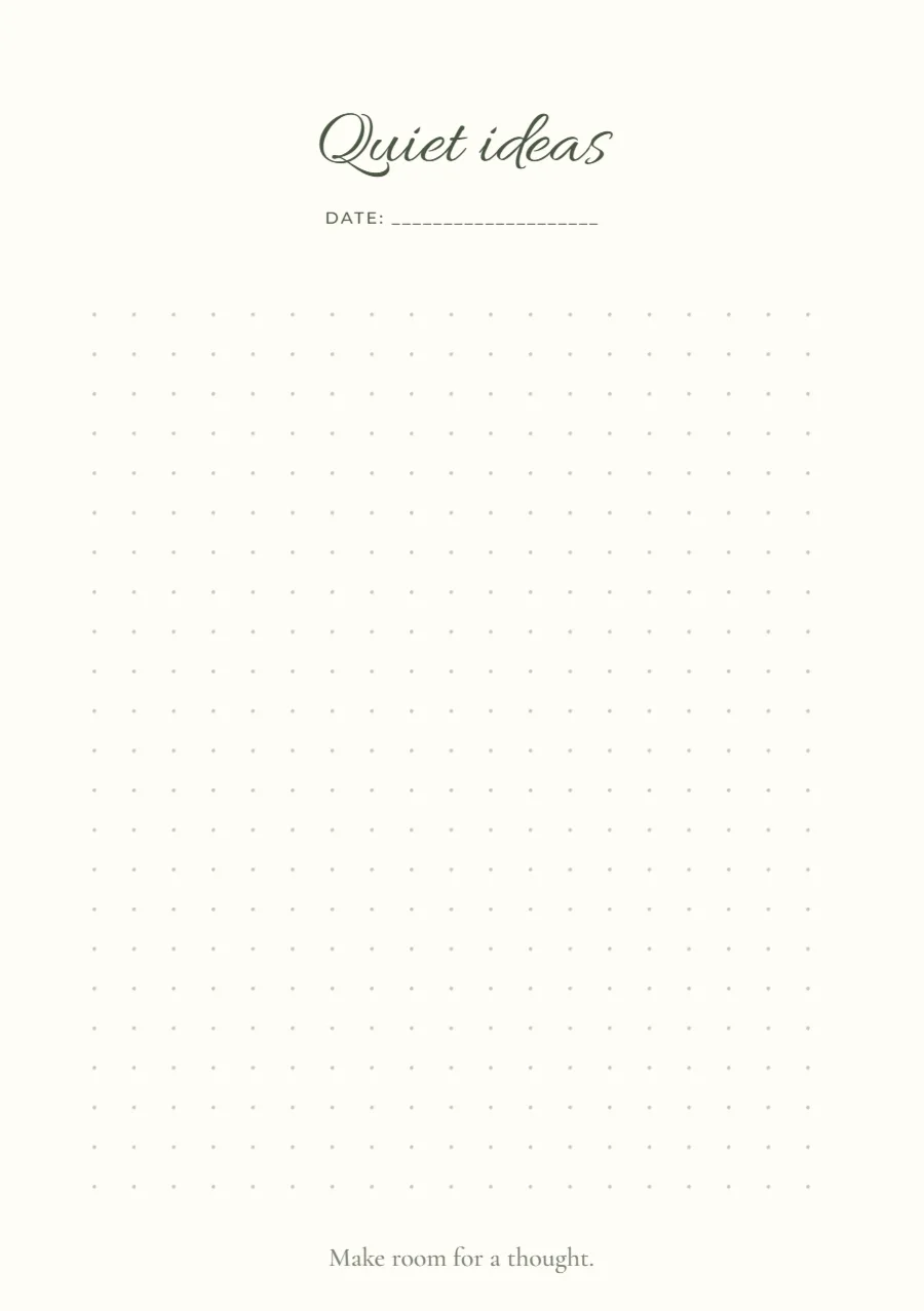 Quiet ideas – dotted journal page: printable design preview