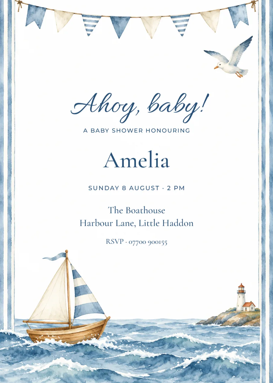 Ahoy, baby! – nautical shower: printable design preview