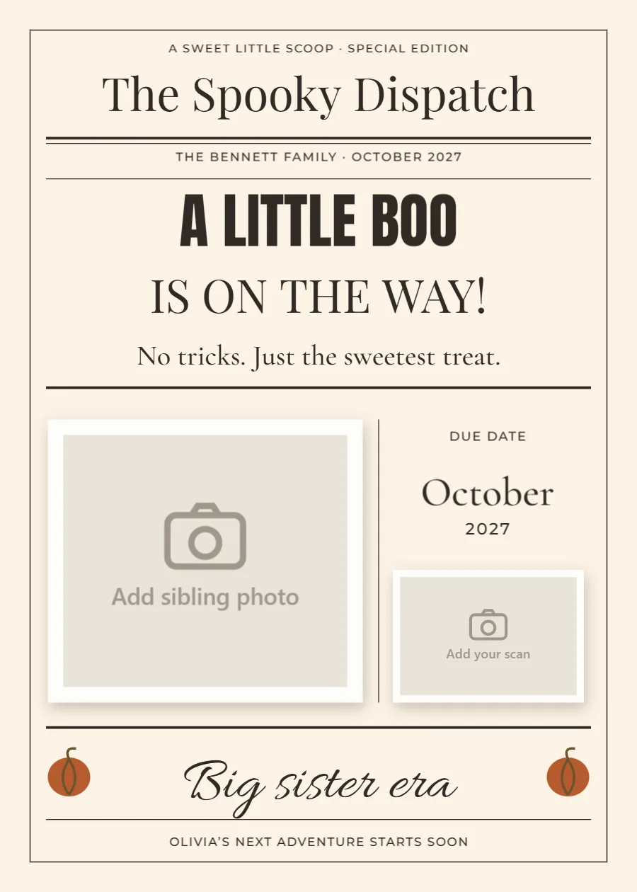 The Spooky Dispatch – little boo: printable design preview
