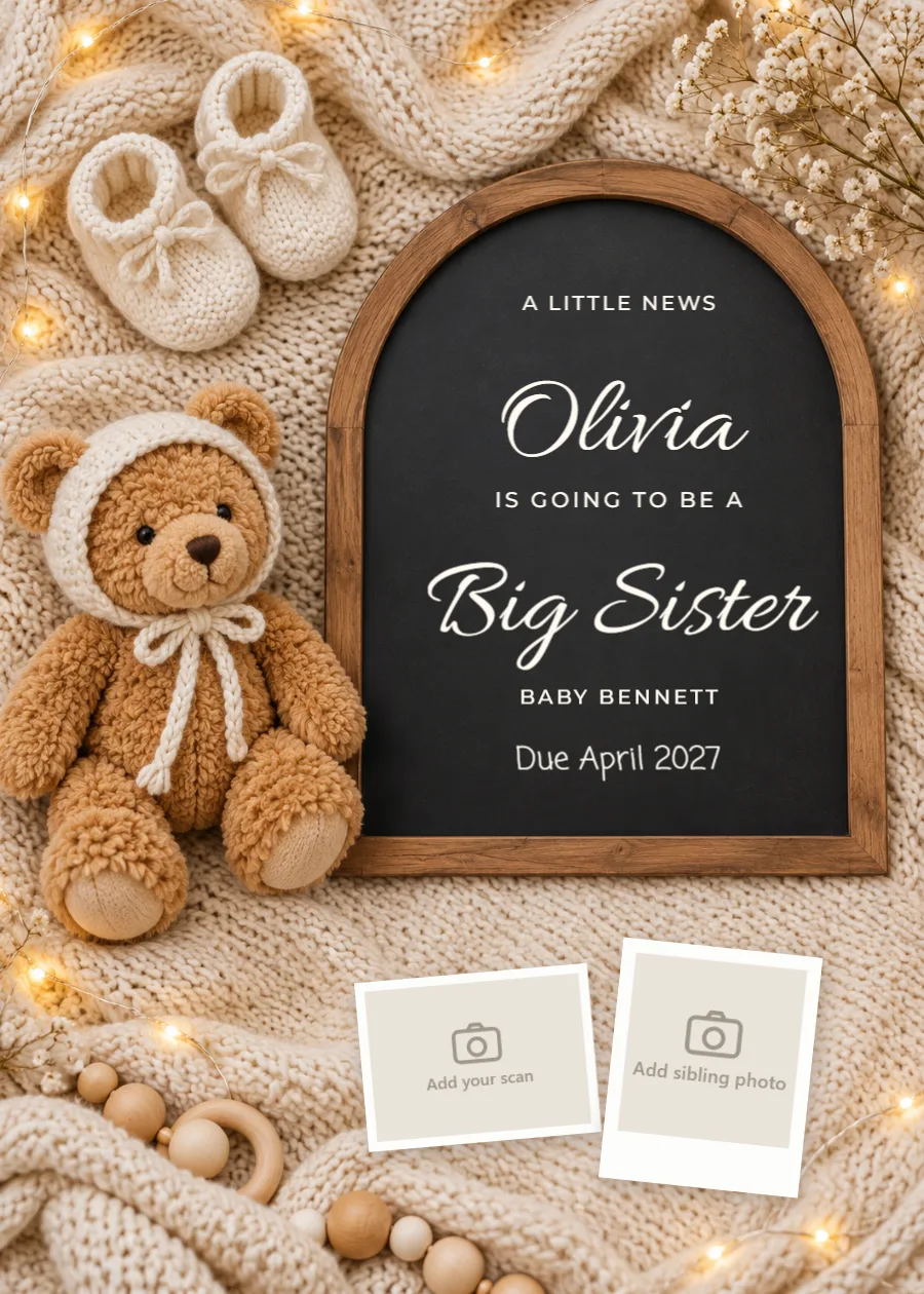 Teddy & twinkle – big sister: printable design preview